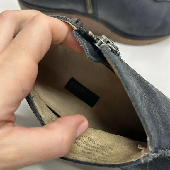 Olukai Humu Ankle Booties Leather Suede Wedge Boots Zip Up Black Womens Size 8 - Picture 9 of 12